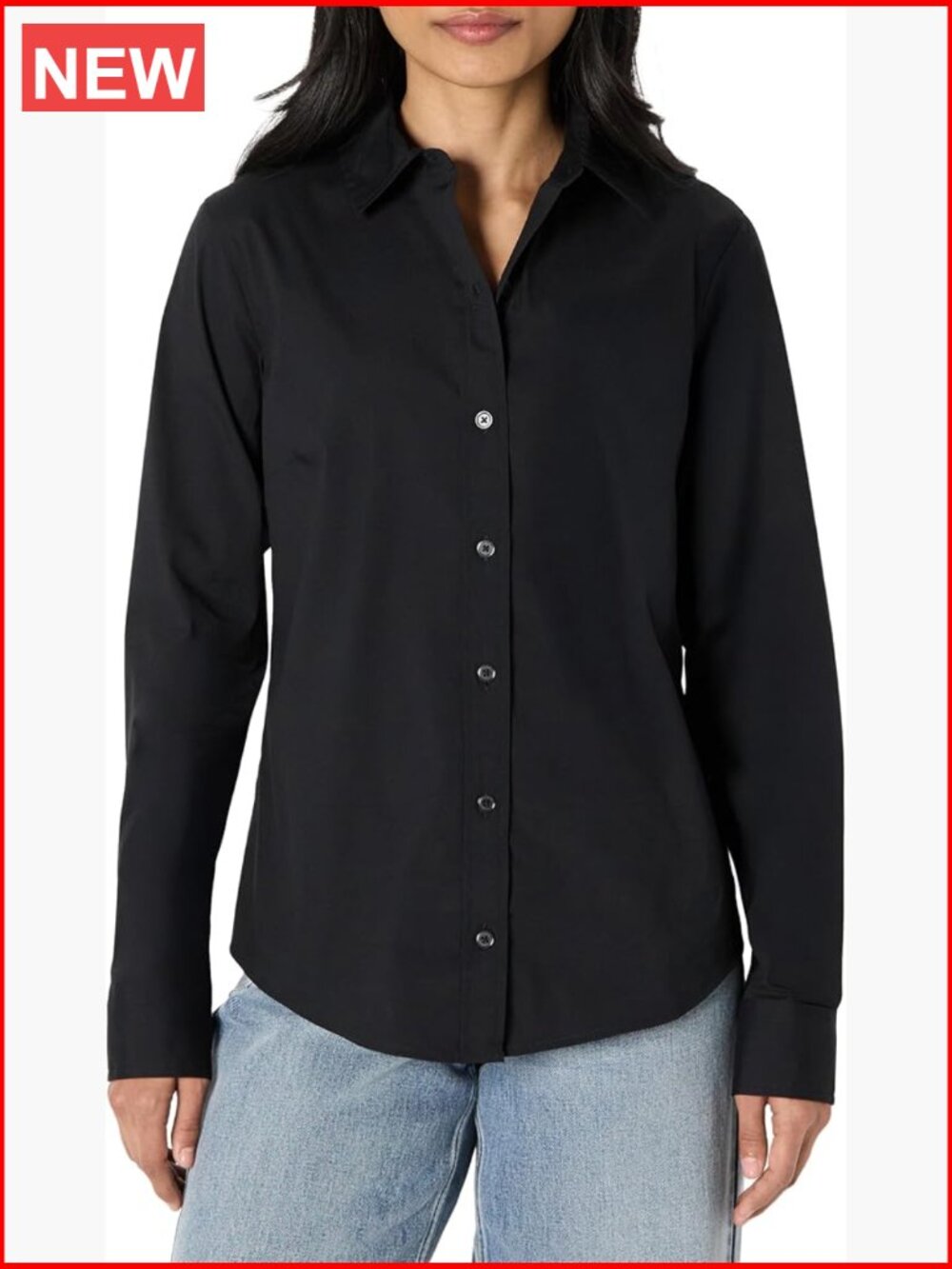 Stretch Poplin Button-Down Dress Shirt Regular Fit Long Sleeve